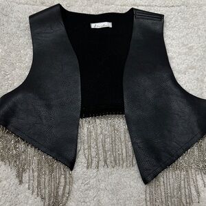 Black Fringe Crop Top